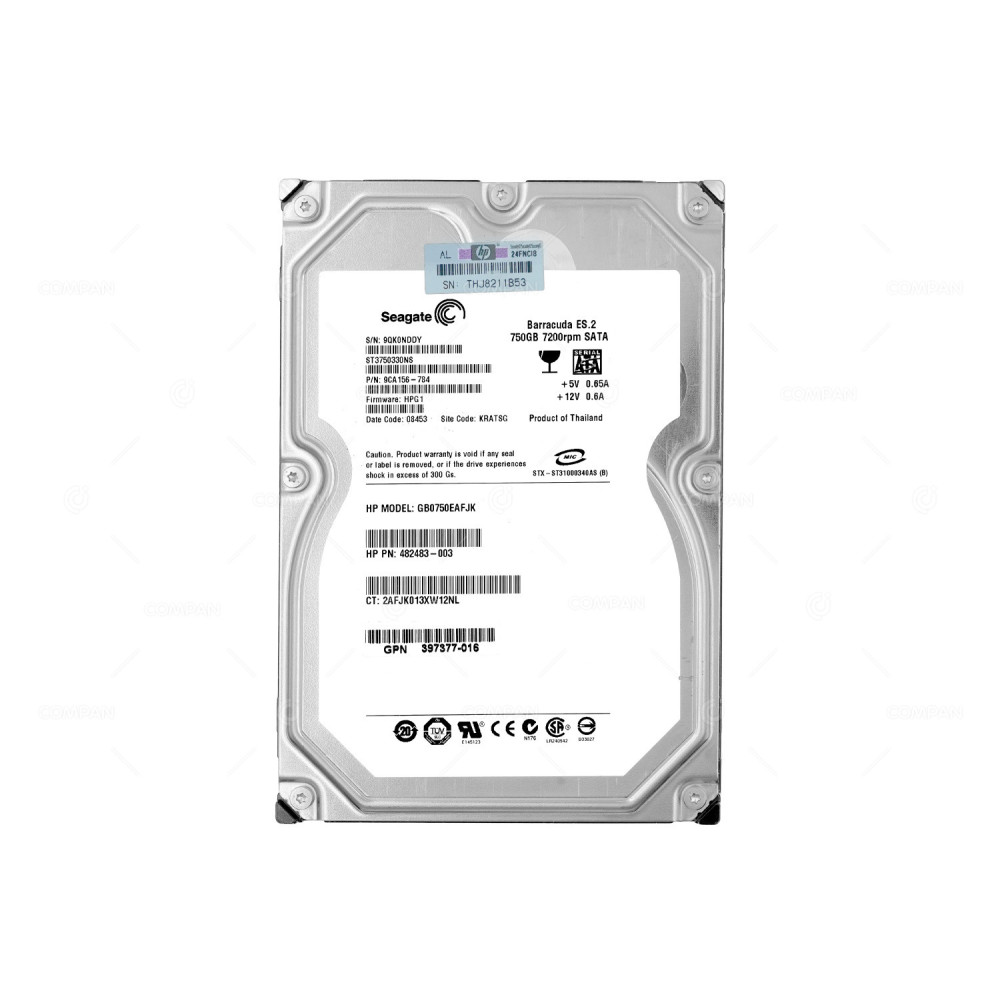 ST3750330NS HARD DRIVE SEAGATE 750GB 7,2K SATA 3 GB 9CA156-784, GB0750EAFJK, 482483-003
